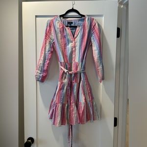 J. Crew Pastel Stripe Belted Button Up Dress Women's Size XS